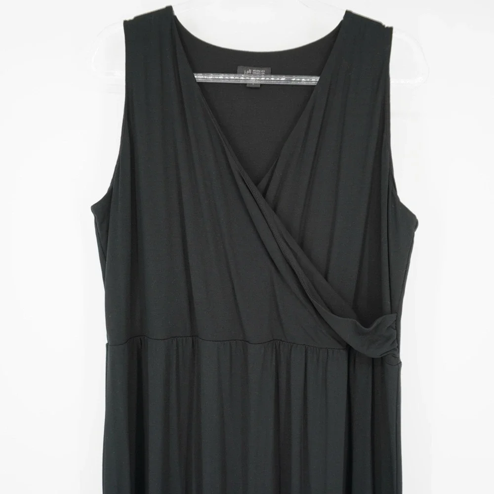 J‎ Jill Wearever Collection Knit Maxi Tank Dress Black Floral Sleeveless Large